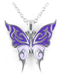 Lilac Butterfly Pendant Necklace For Women Adjustable