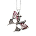 Magenta Butterfly Mask Necklace Sterling Silver Pendant