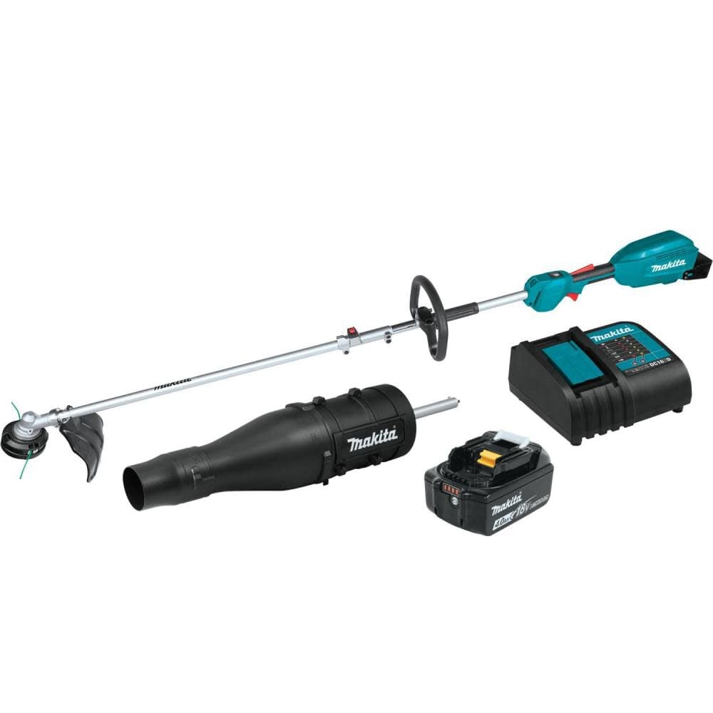 Makita XUX02SM1X3 18V LXT® Lithium-Ion Brushless Cordless Couple Shaft Power Head Kit w/ 13" String Trimmer & Blower Attachments, with one battery (4.0Ah)