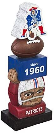 New England Patriots 16 Inch Tiki Totem Pole Outdoor Resin Home Garden Statue Vintage Design Decoration