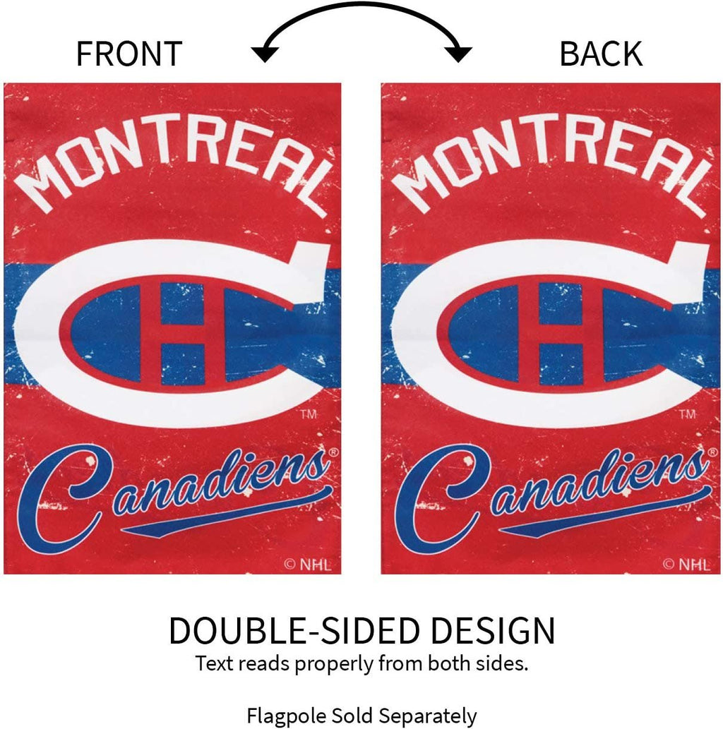 Montreal Canadiens Premium Garden Flag Linen Banner Double Sided 12.5x18 Inch Vintage Logo Design Outdoor