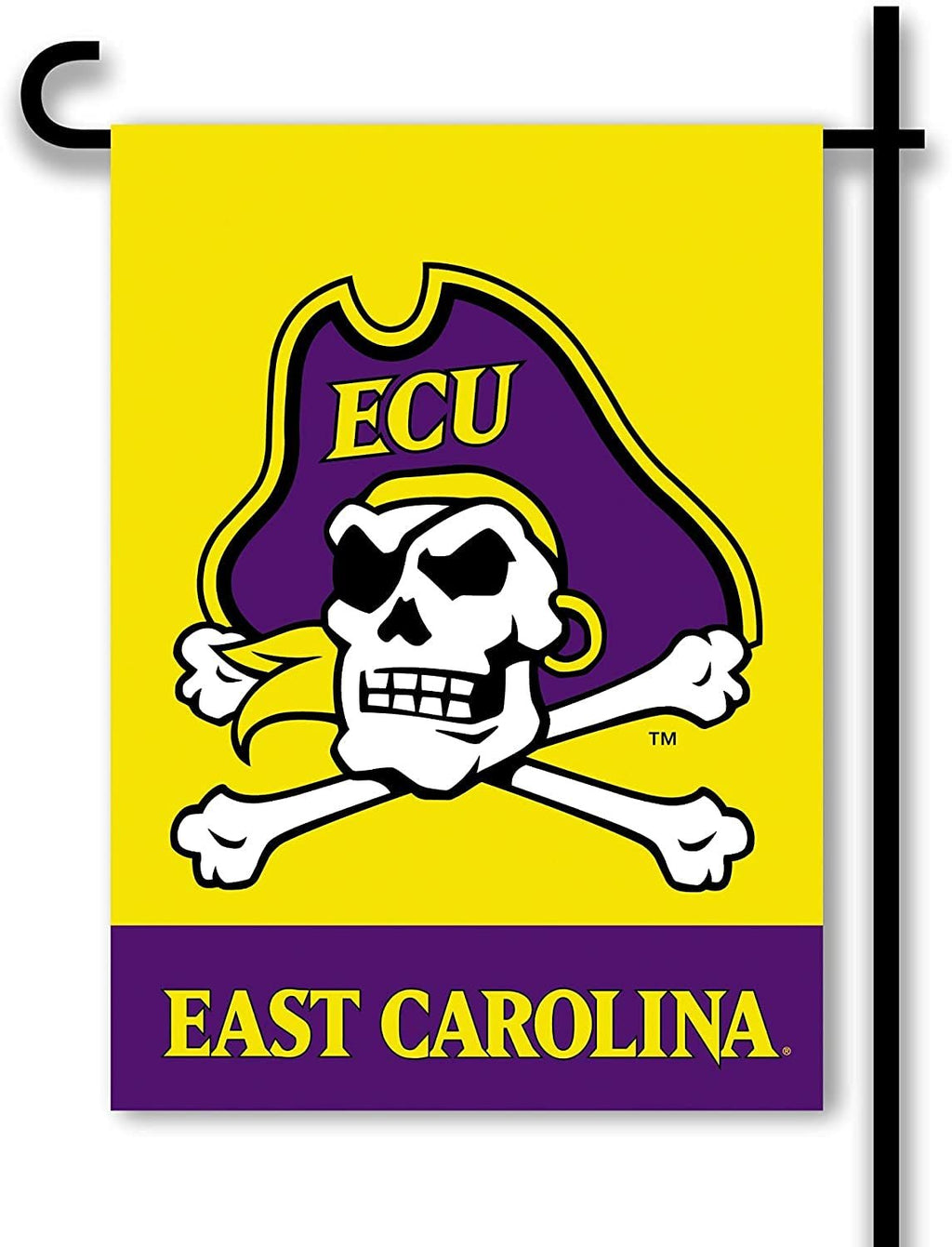 BSI PRODUCTS, INC. - East Carolina Pirates 2-Sided Garden Flag & Plastic Pole with Suction Cups - ECU Football Pride - Durable for Indoor and Outdoor Use - Great Fan Gift Idea - ECU Classic