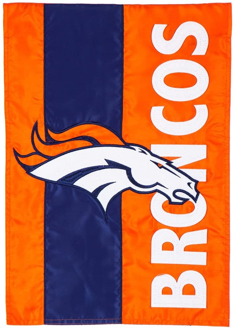 Denver Broncos Premium Garden Flag Banner, Double Sided, Embroidered Applique, 13x18 Inch