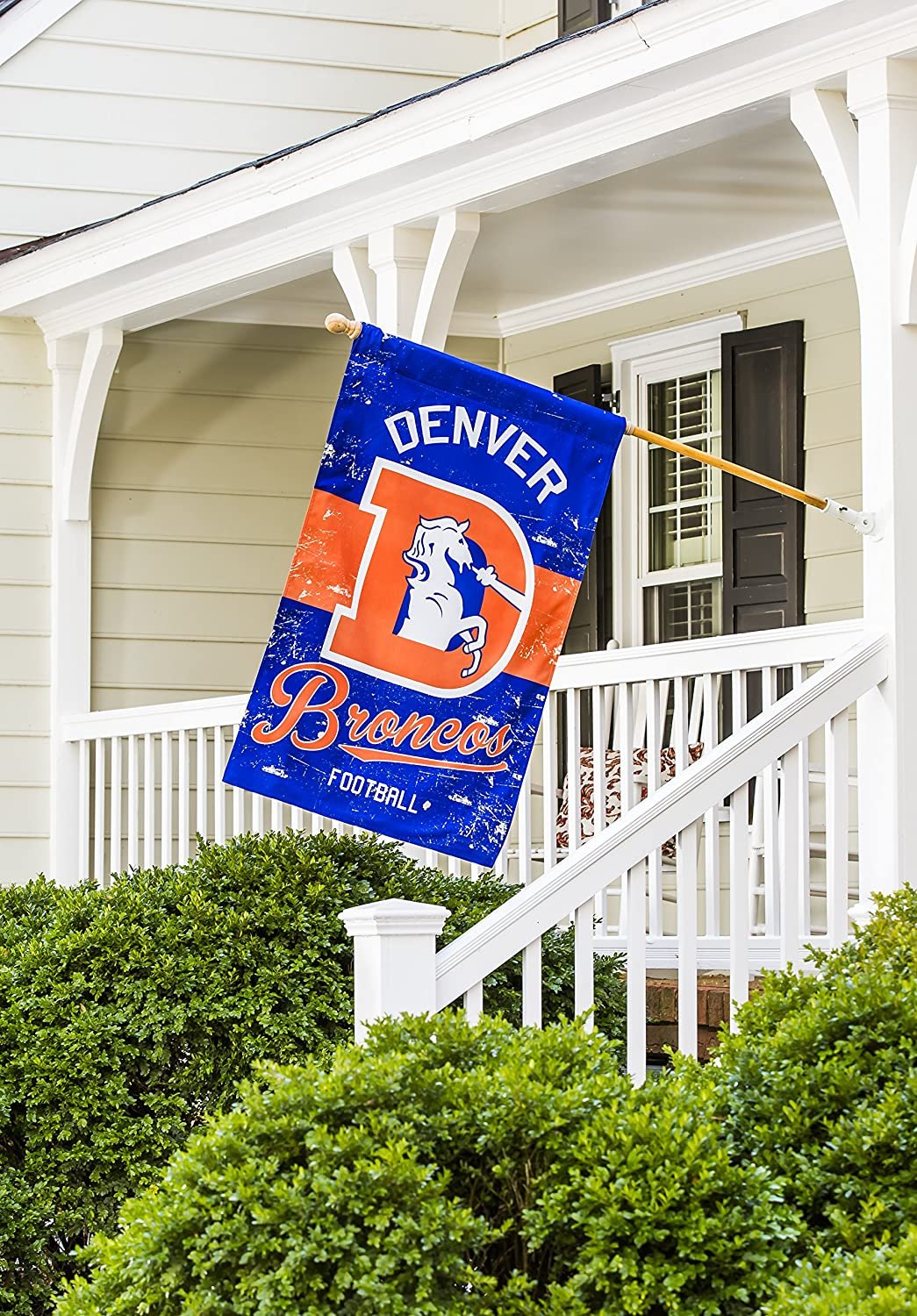 Denver Broncos Premium Garden Flag Banner, Double Sided, Retro Vintage Style, Linen, 13x18 Inch