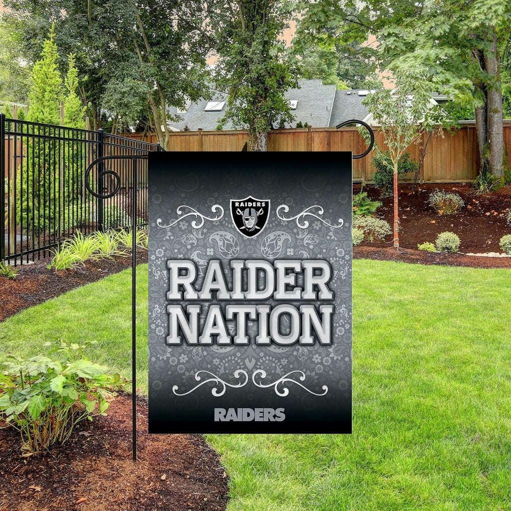 Las Vegas Raiders Premium Double Sided Garden Flag Banner, Raider Nation, 13x18 Inch, Display Pole Sold Separately