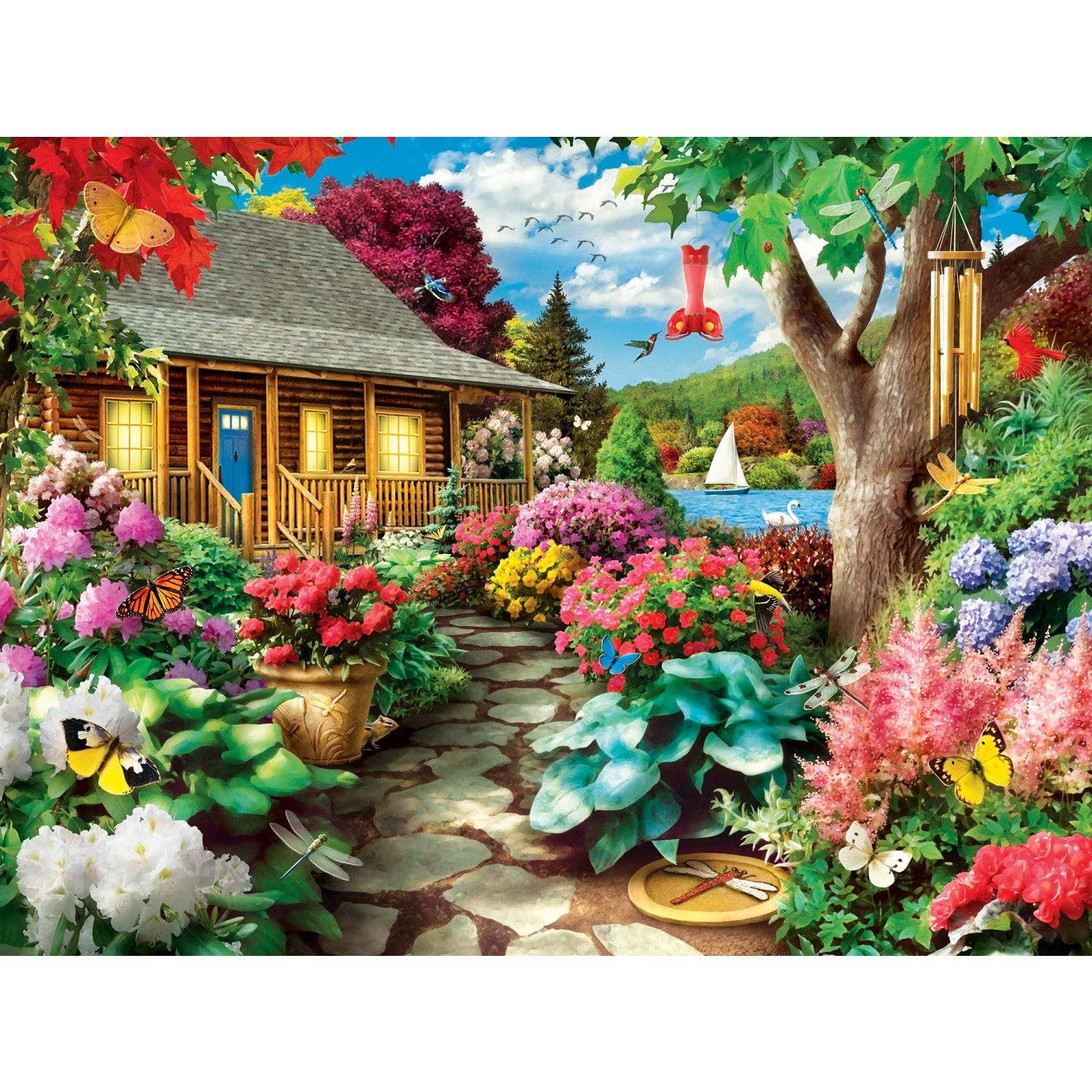 Memory Lane - Hummingbird in Bloom 300 Piece EZ Grip Jigsaw Puzzle | Masterpieces