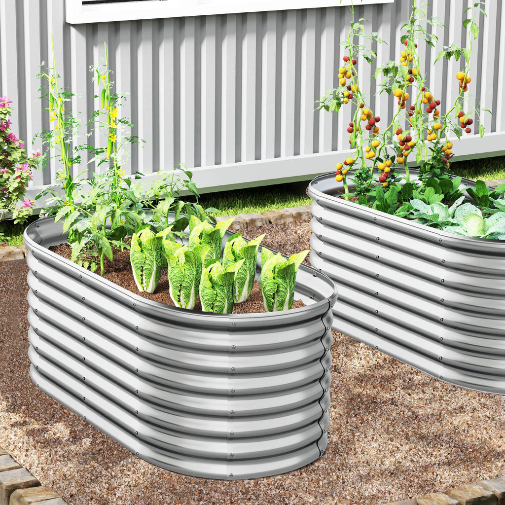 5x3x2 Oval Metal Raised Garden Bed - Silver