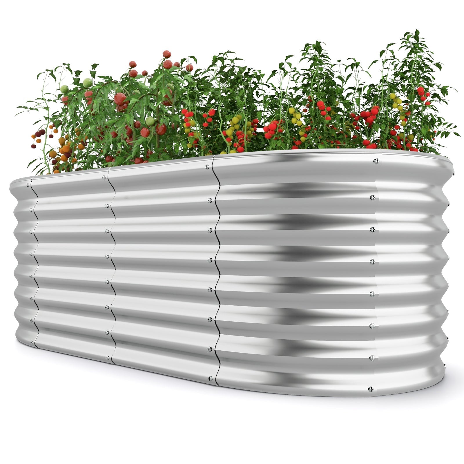5x3x2 Oval Metal Raised Garden Bed - Silver