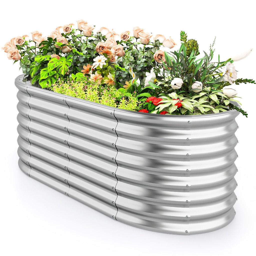 5x3x2 Oval Metal Raised Garden Bed - Silver