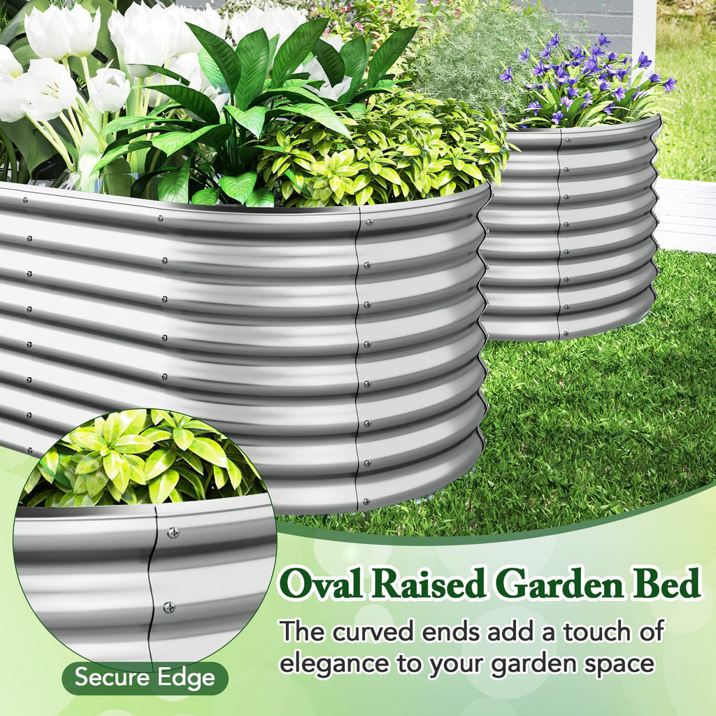 5x3x2 Oval Metal Raised Garden Bed - Silver