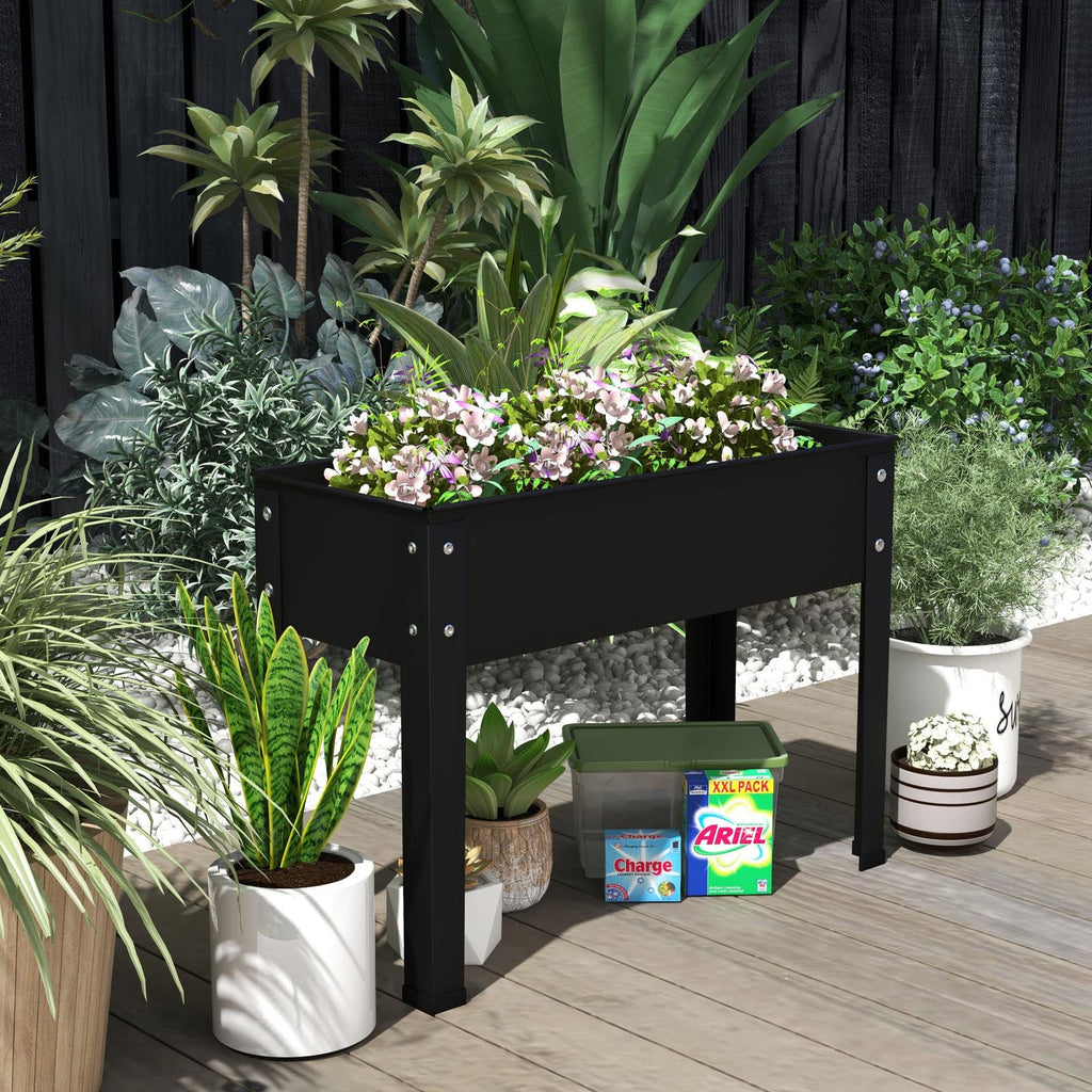24x11 Metal Raised Garden Bed with Legs and Drainage Hole