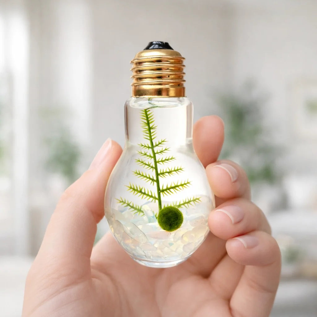 Light Bulb Terrarium with Nano Marimo Moss Ball Pet