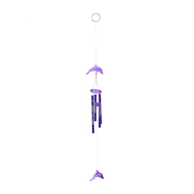 Music Wind Chime Idyllic Farm Decoration New Creative Crystal Cute Dolphin 4 Metal Tubes Wind Chime Home Garden Hanging Decor Outdoor Corridors Lawns Gardens & Interior Decoration Gifts for Everyone Memorial Wind Chimes For Loved One's