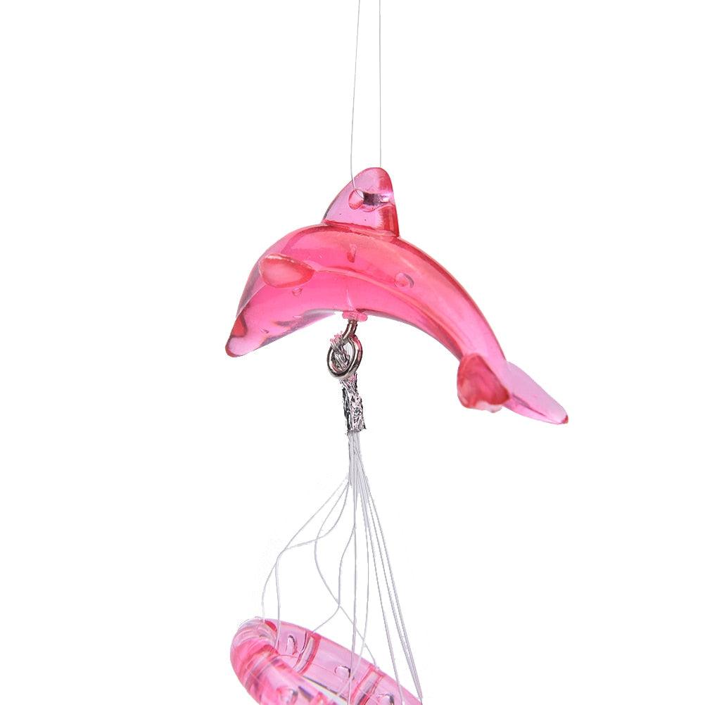 Music Wind Chime Idyllic Farm Decoration New Creative Crystal Cute Dolphin 4 Metal Tubes Wind Chime Home Garden Hanging Decor Outdoor Corridors Lawns Gardens & Interior Decoration Gifts for Everyone Memorial Wind Chimes For Loved One's