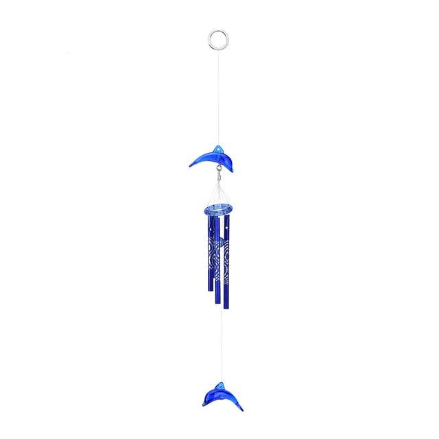Music Wind Chime Idyllic Farm Decoration New Creative Crystal Cute Dolphin 4 Metal Tubes Wind Chime Home Garden Hanging Decor Outdoor Corridors Lawns Gardens & Interior Decoration Gifts for Everyone Memorial Wind Chimes For Loved One's