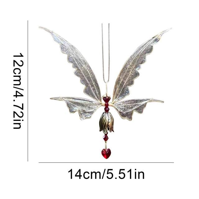 New Crystal Guardian Angel Wing  Sun-catcher Car Charm For Rear View Mirror Clear Window Rainbow Maker Collection With Crystal Wind Chimes For Home Garden Hanging Decoration Photography Prop