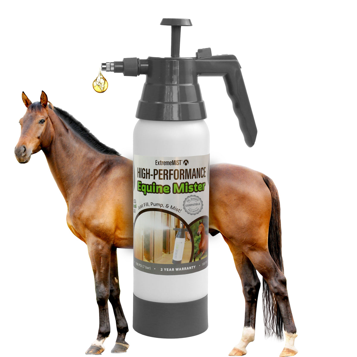 ExtremeMIST® Horse Fly Spray Bottle – Oil-Based Equine Mister with FKM (Viton-Style) Seals