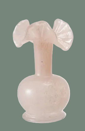 Opaque Glass Vase with Ruffle, 3 Color Options