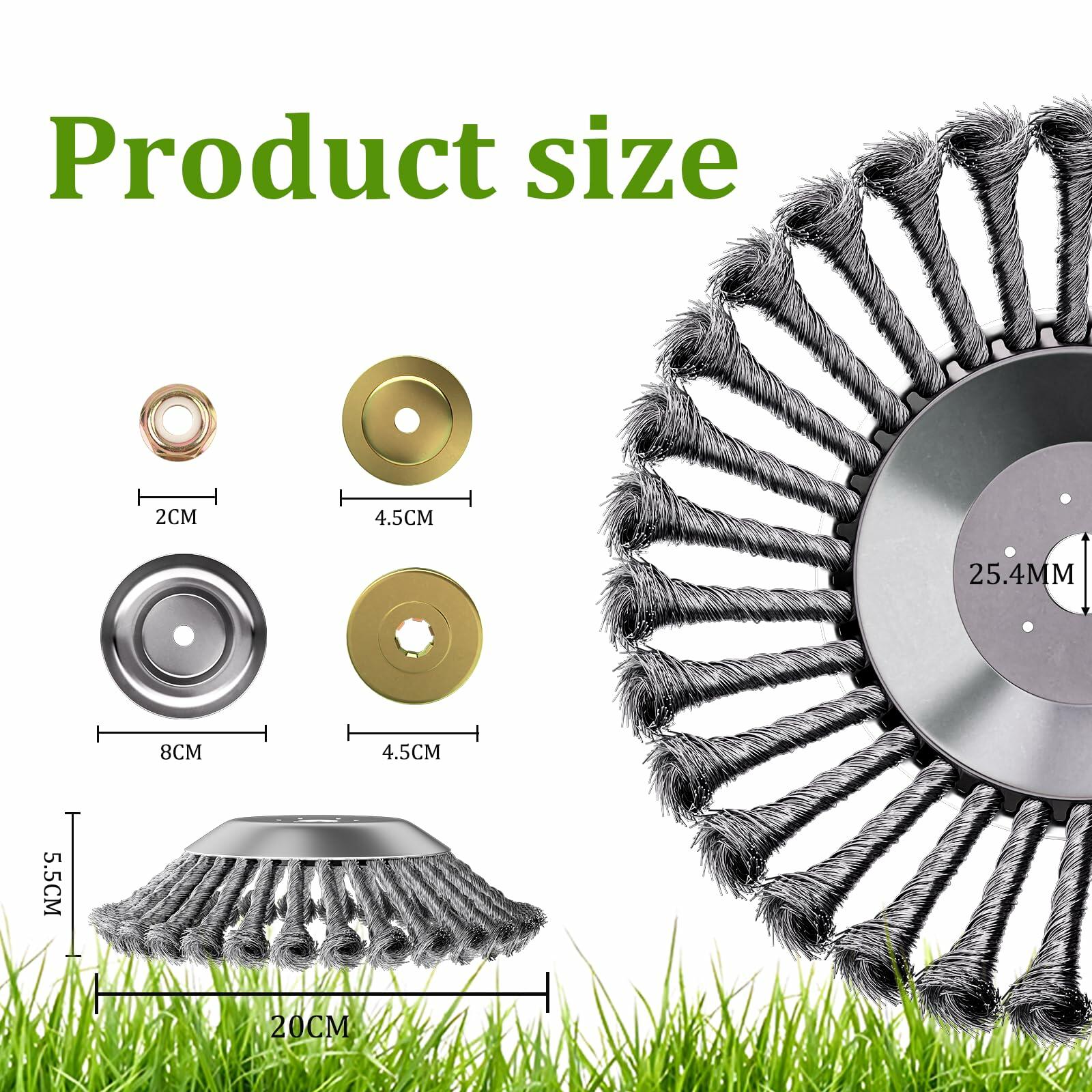 Thanps Steel Wire Rotary Weed Brush Cutter Trimmer Head 8 Inch Universal Adapter