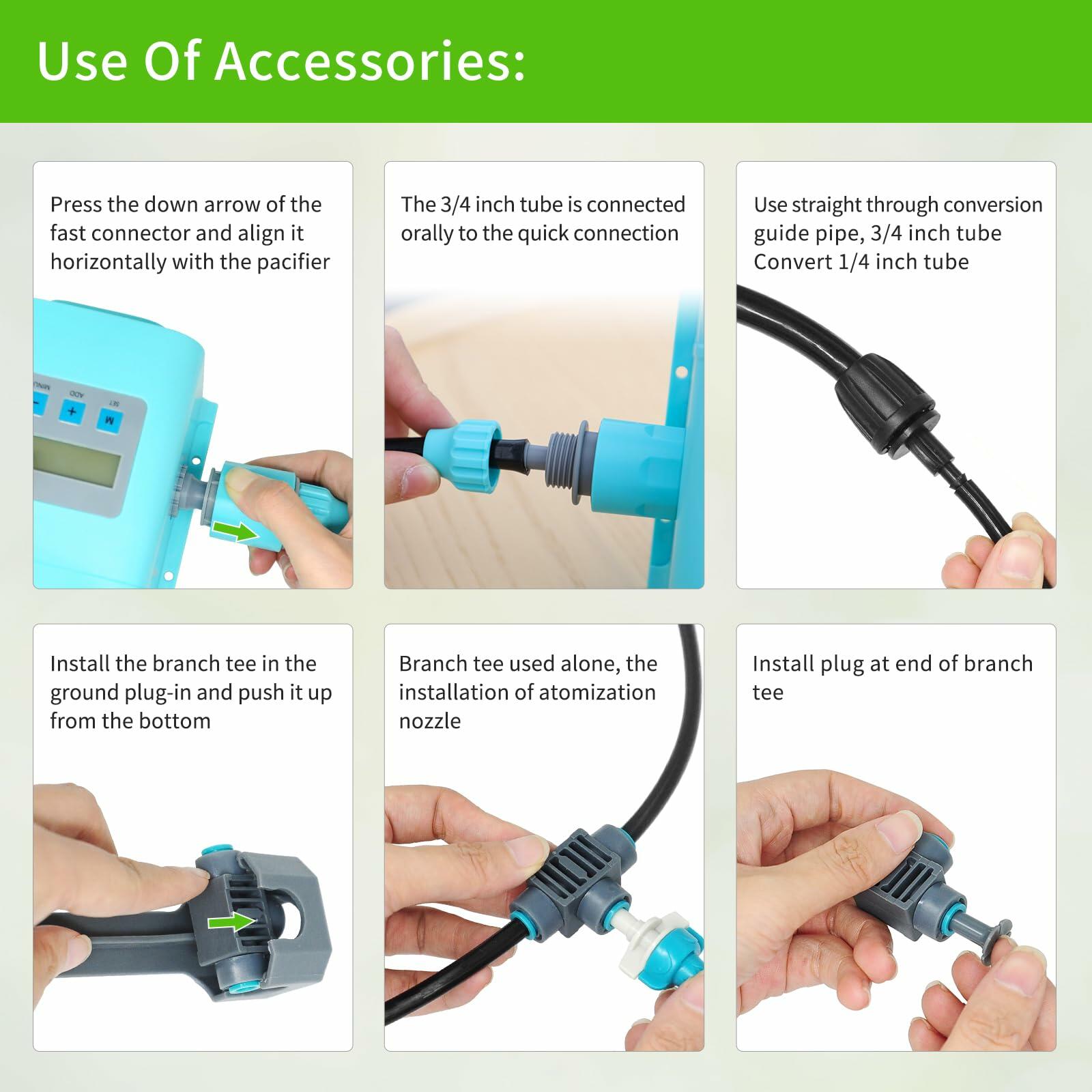 RUNWUSHENG Automatic Drip Irrigation Sprinkler Kit LCD Display 15 Nozzles