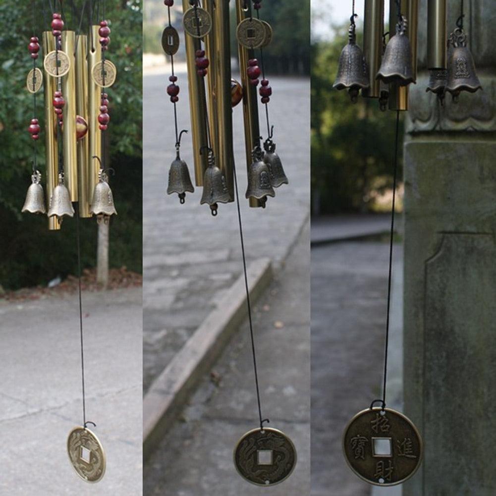 Outdoor Antique Amazing Grace Deep Resonant 4 Tube Chapel Church Bells Memorial Wind Chimes Outdoor Deep Tone  Door Hanging New Year Decor Gifts for Mother,Garden Home Yard Hanging Decoration