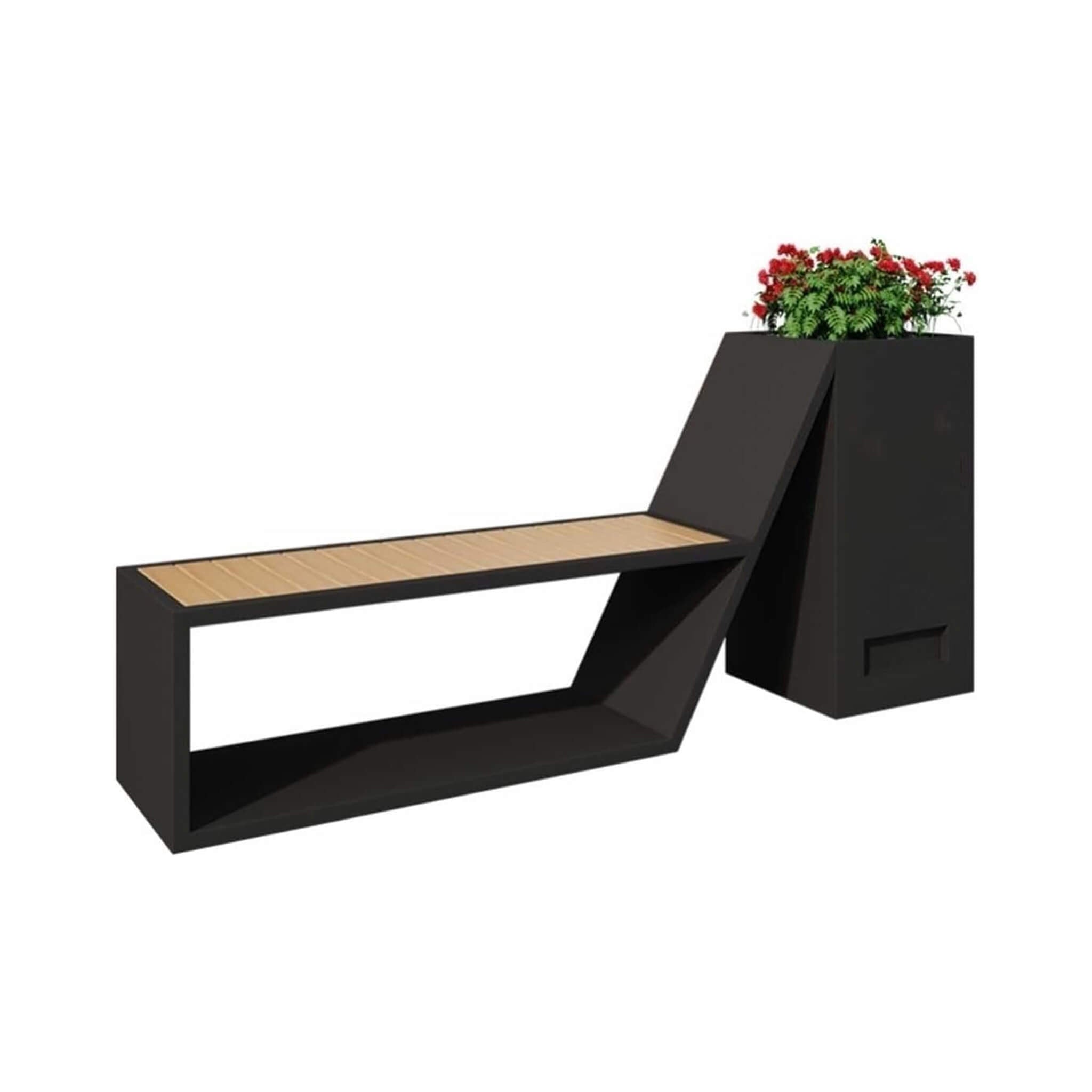 4FT Outdoor Commercial All-Weather Metal Bench With Planter Box [Made To Order] (SAK57219)