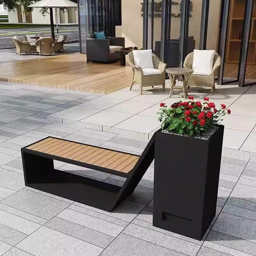 4FT Outdoor Commercial All-Weather Metal Bench With Planter Box [Made To Order] (SAK57219)