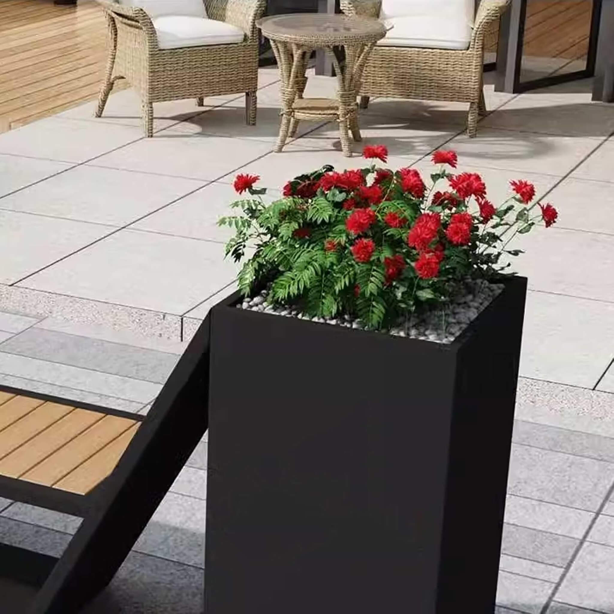 4FT Outdoor Commercial All-Weather Metal Bench With Planter Box [Made To Order] (SAK57219)