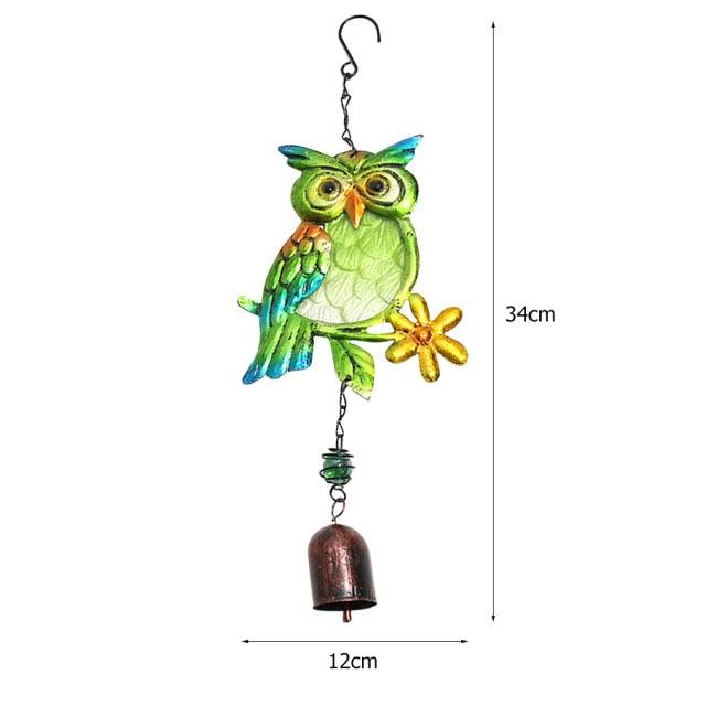 Owl Wind Chimes Pendants Metal Glass Portable Wind Bell Outdoor Chime Decoration Painted Birds Hanging Bell Ornament Room Decoration Props Balcony Decor Best Gifts Hanging Decor For Patio Deck Yard Garden