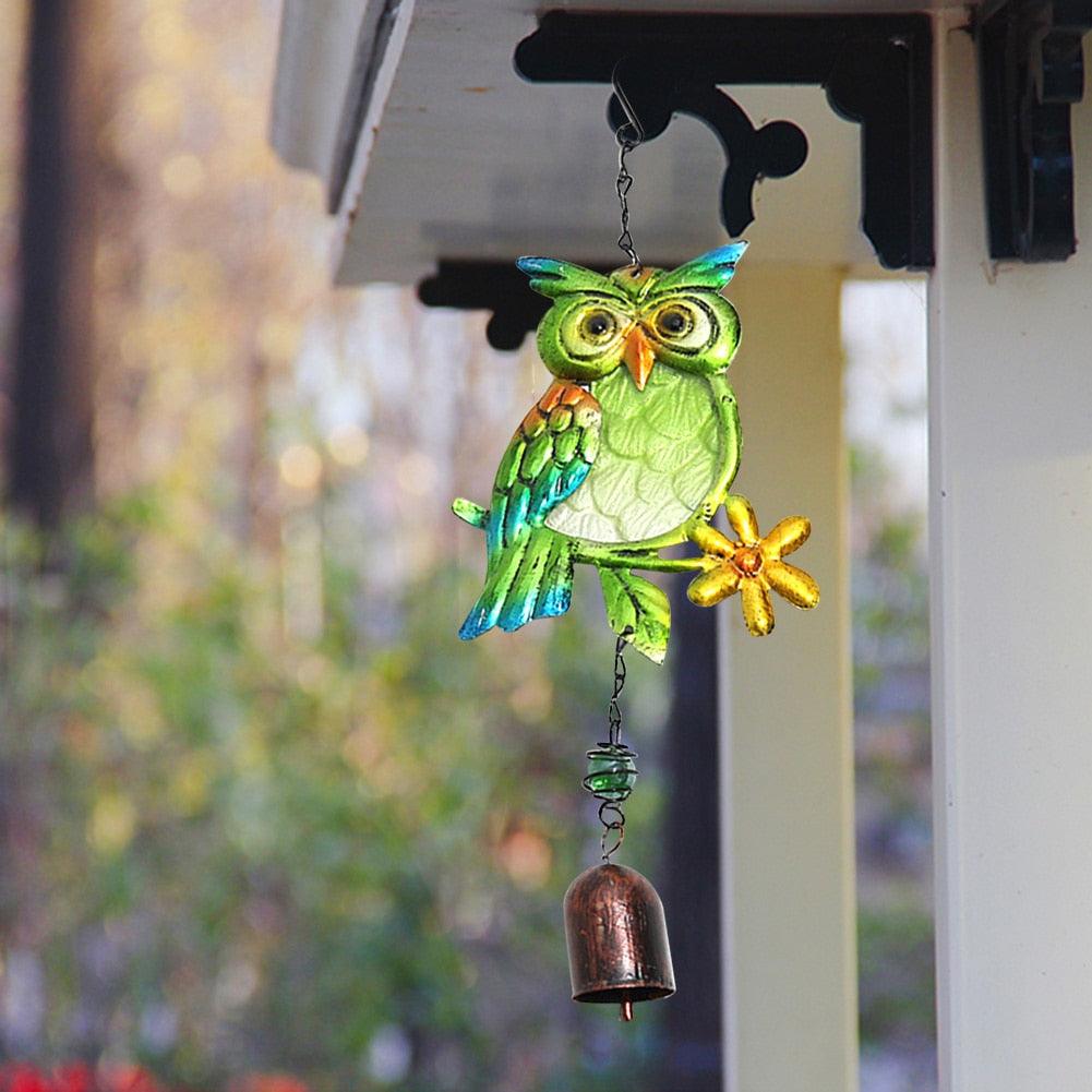 Owl Wind Chimes Pendants Metal Glass Portable Wind Bell Outdoor Chime Decoration Painted Birds Hanging Bell Ornament Room Decoration Props Balcony Decor Best Gifts Hanging Decor For Patio Deck Yard Garden
