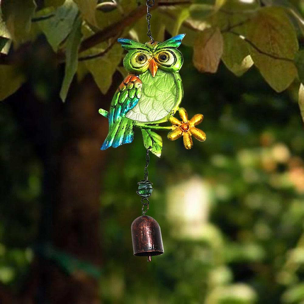 Owl Wind Chimes Pendants Metal Glass Portable Wind Bell Outdoor Chime Decoration Painted Birds Hanging Bell Ornament Room Decoration Props Balcony Decor Best Gifts Hanging Decor For Patio Deck Yard Garden