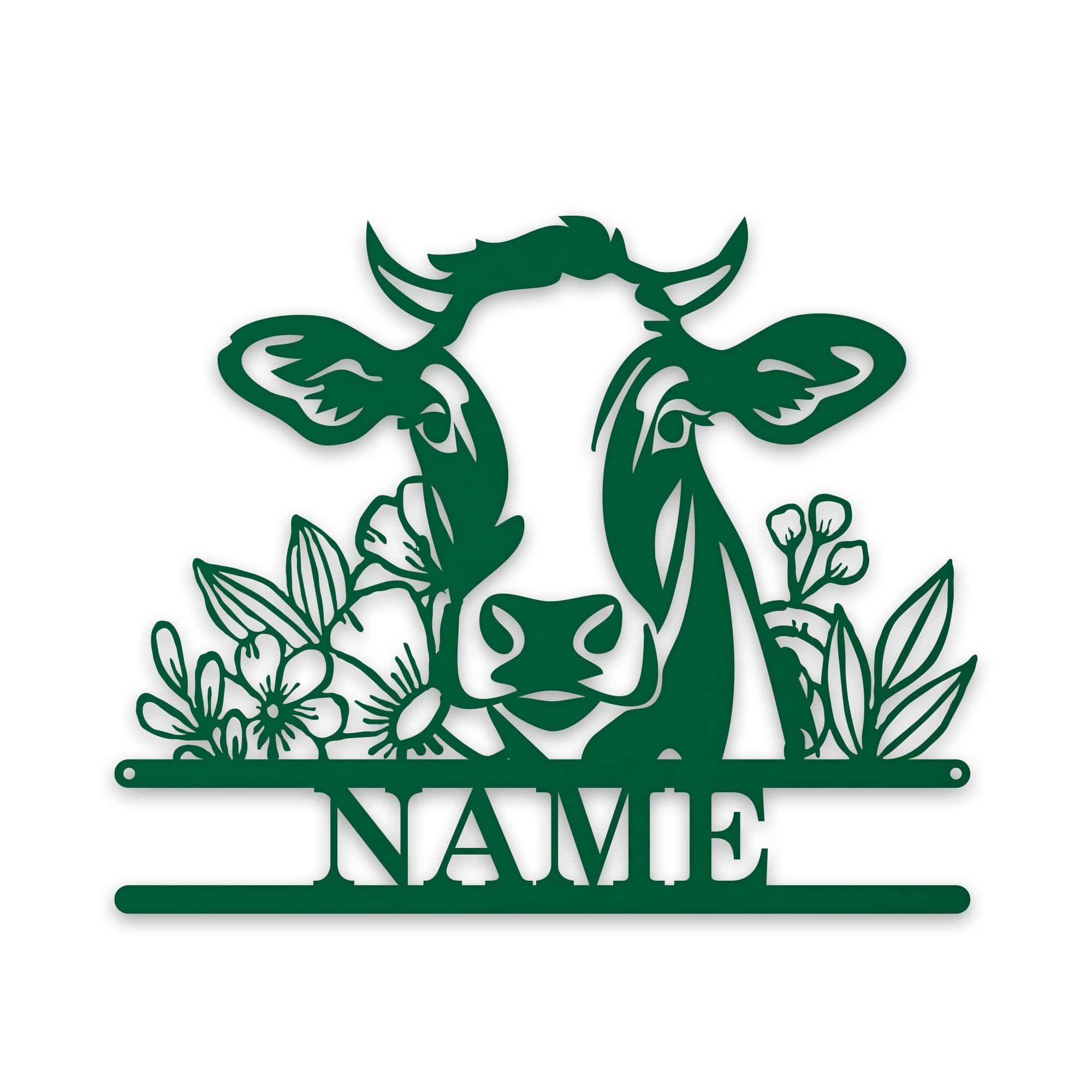 Rustic Cow Personalized Metal Sign - Wall Art with Flowers | Custom Garden Decor