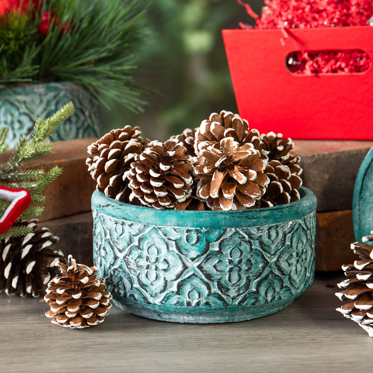 Turquoise 3.75" Cement Pot