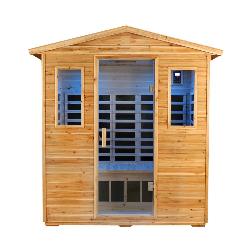 Thermora Deluxe 3-Person Outdoor Full Spectrum Low EMF Infrared Home Sauna With Bluetooth Speakers And LED Reading Light (SAK14098)