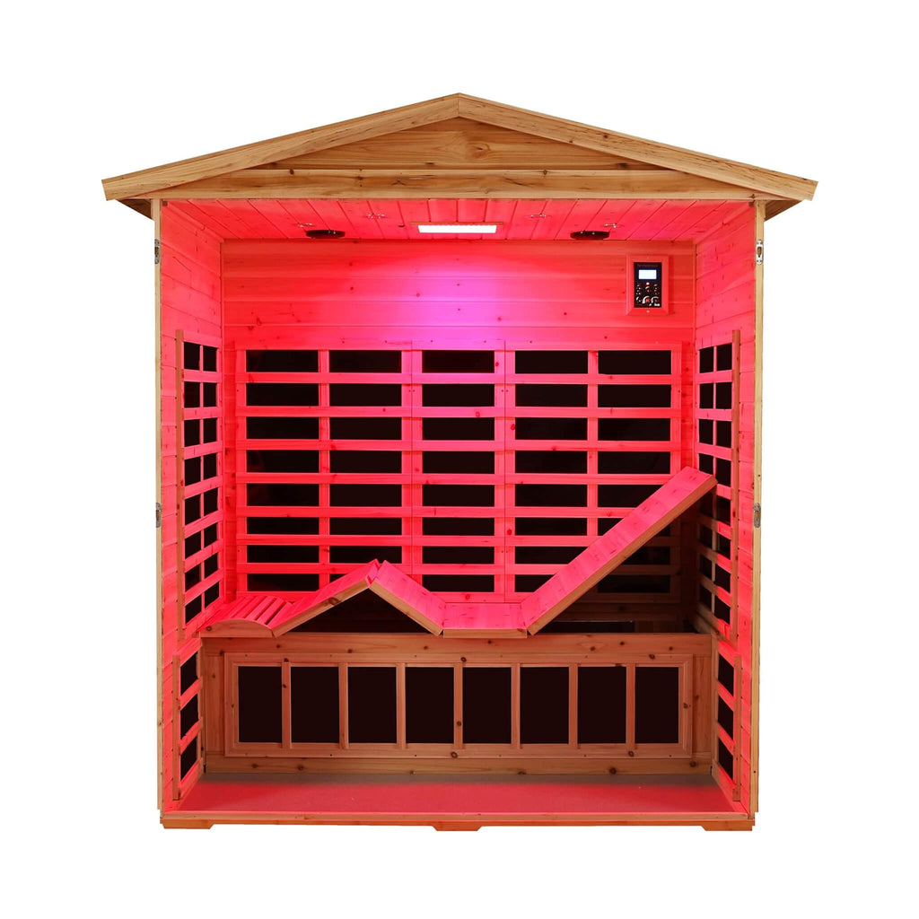 Thermora Deluxe 3-Person Outdoor Full Spectrum Low EMF Infrared Home Sauna With Bluetooth Speakers And LED Reading Light (SAK14098)