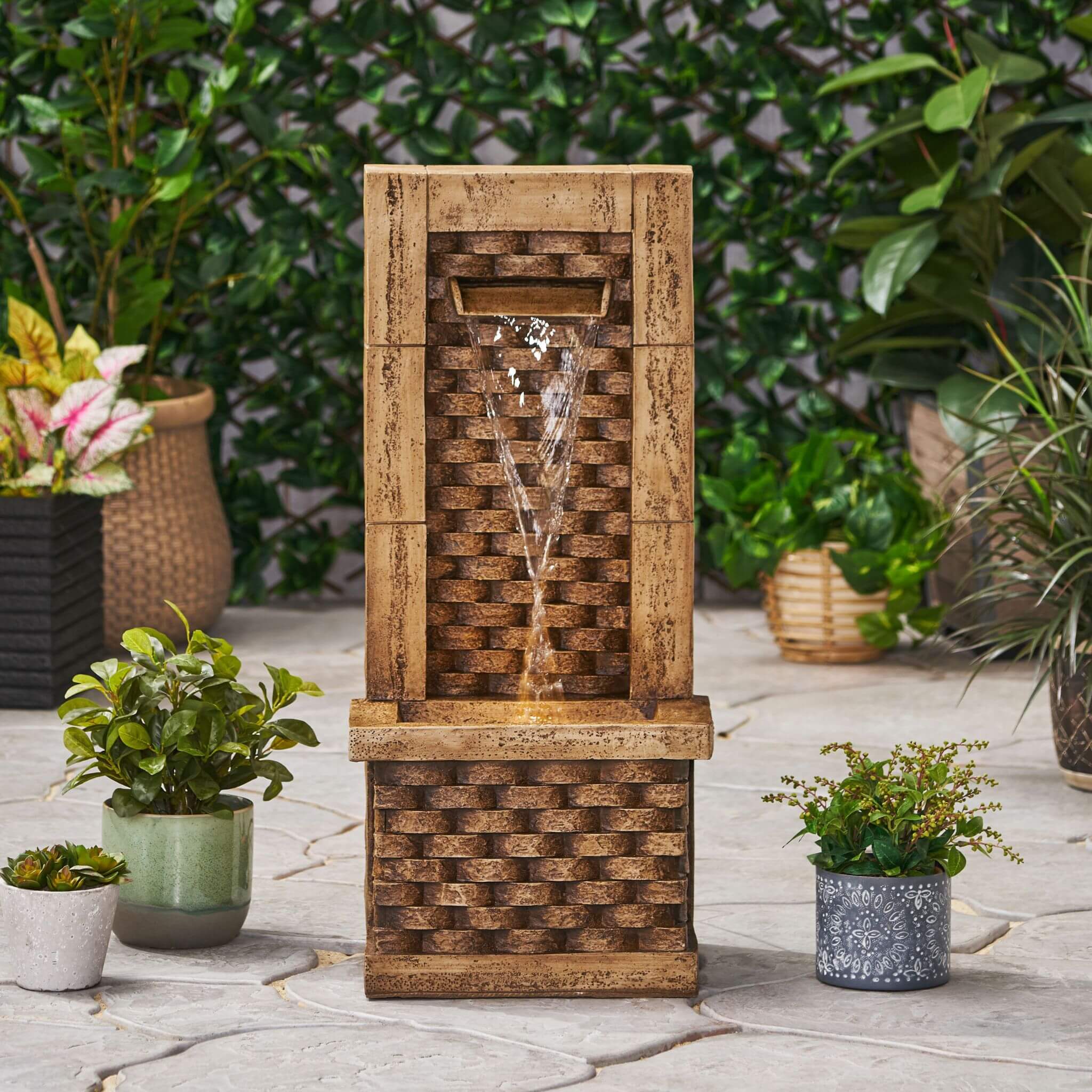 Alora Premium 35-Inch Hand-Crafted Weather-Resistant Waterfall Fountai ...