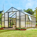 [12X13.5FT] Premium Large Outdoor Double Door Aluminum Polycarbonate Greenhouse With Quick Connect Fitting (96243175)