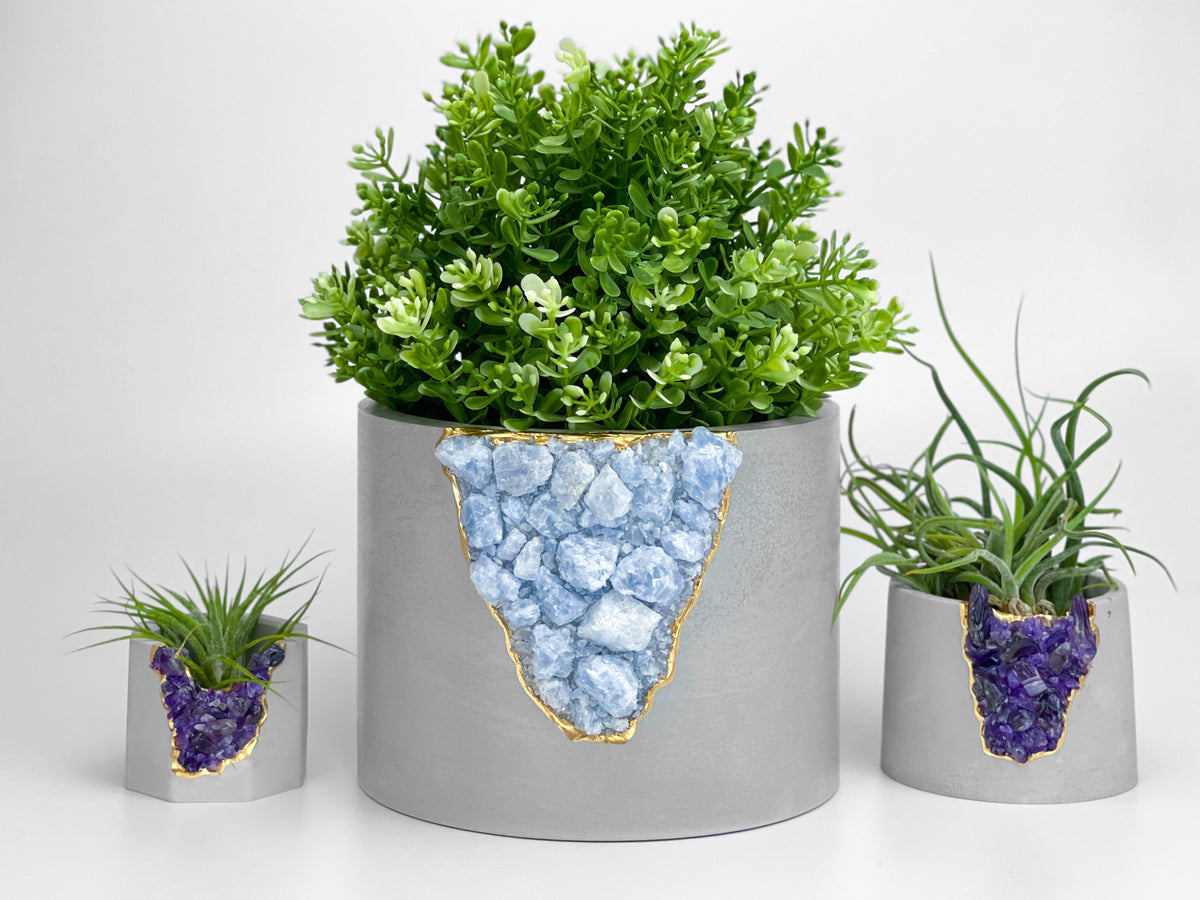 6" BLUE CALCITE PLANTER
