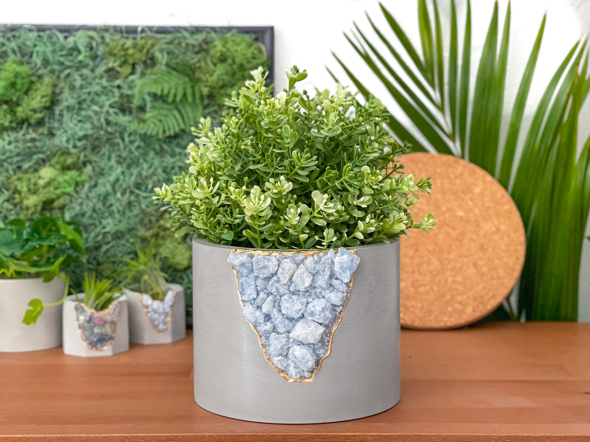 6" BLUE CALCITE PLANTER