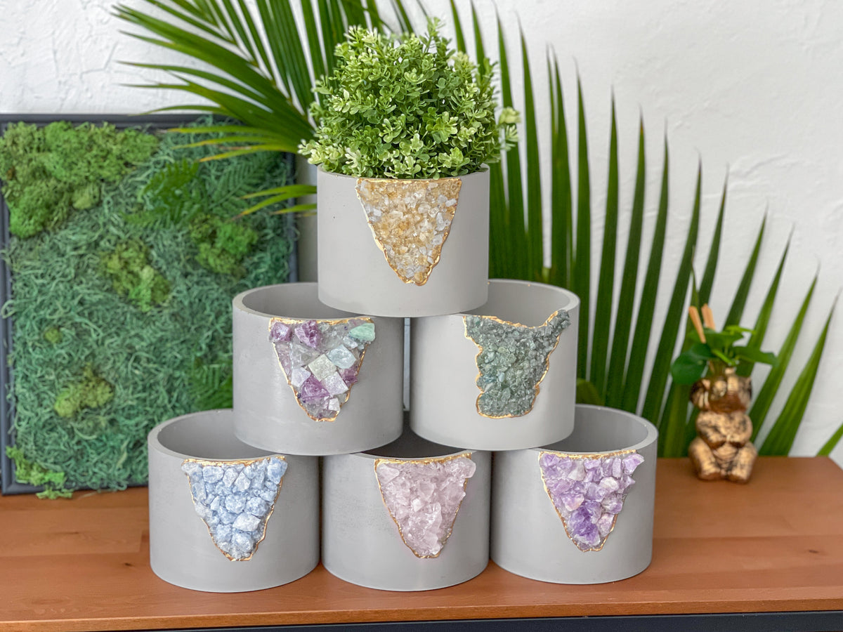 6 inch ROSE QUARTZ PLANTER