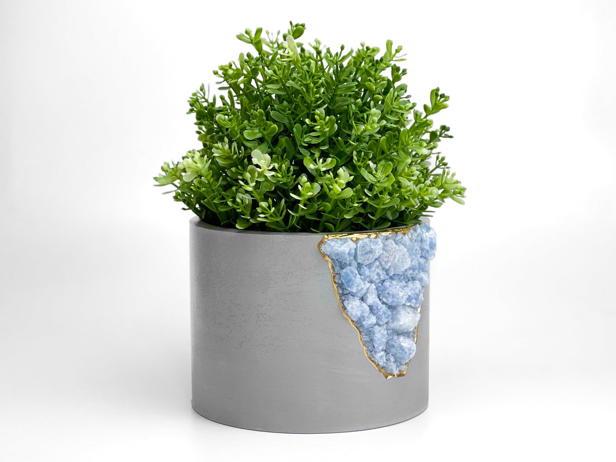 6" BLUE CALCITE PLANTER