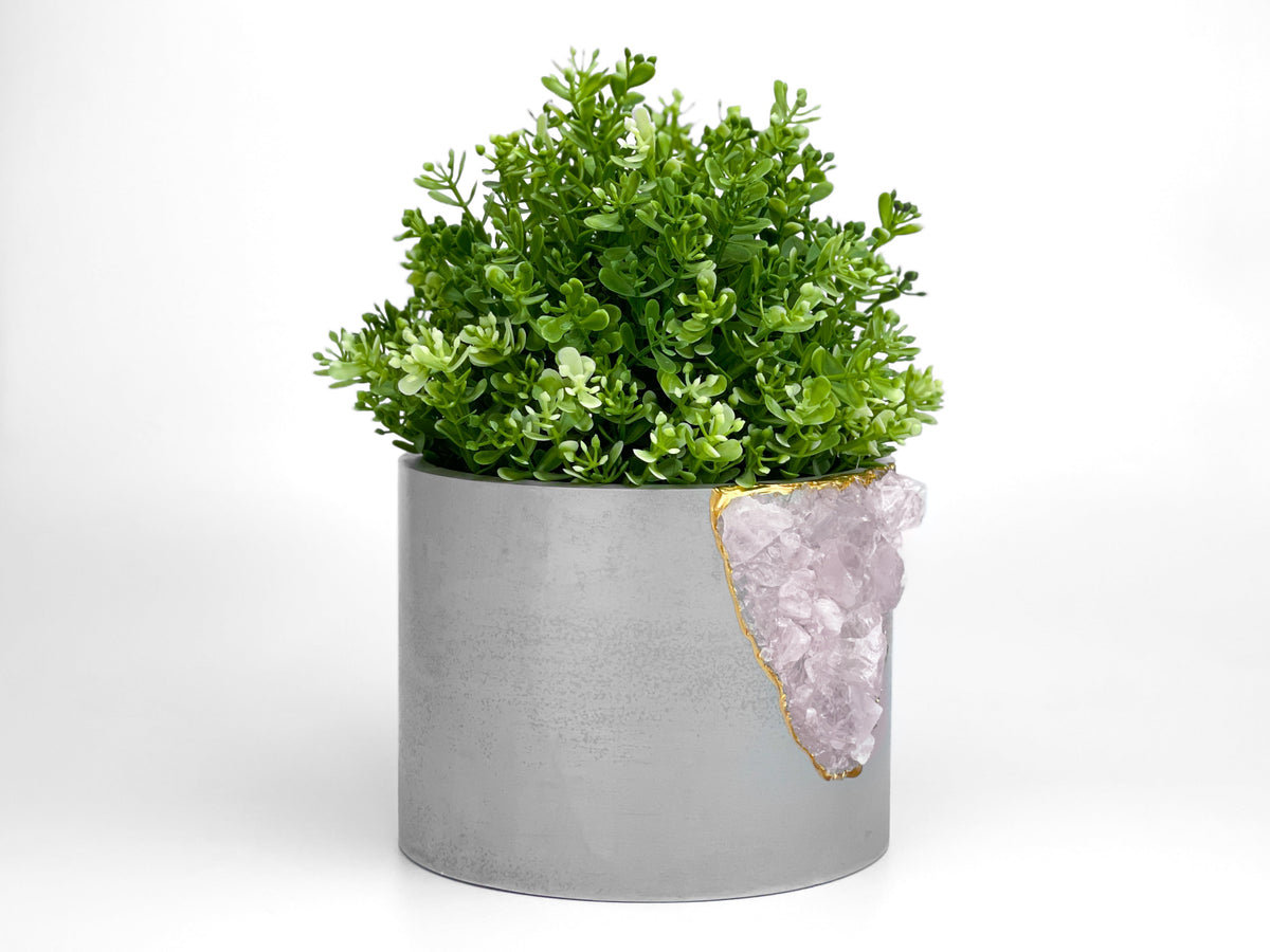 6 inch ROSE QUARTZ PLANTER