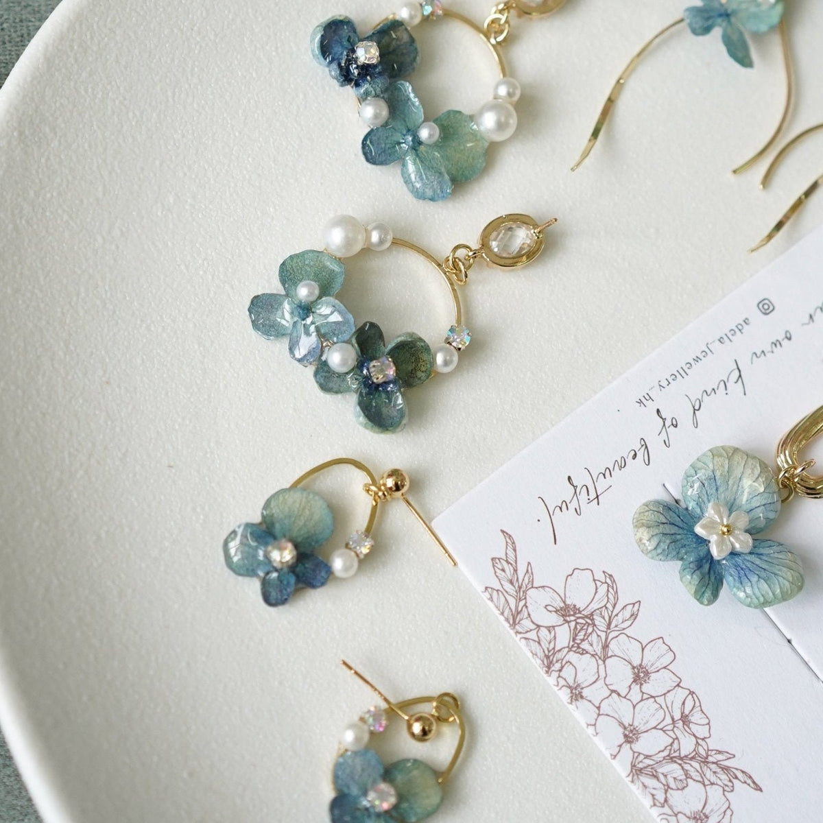 "Raindrop Waltz" Hydrangea Earrings