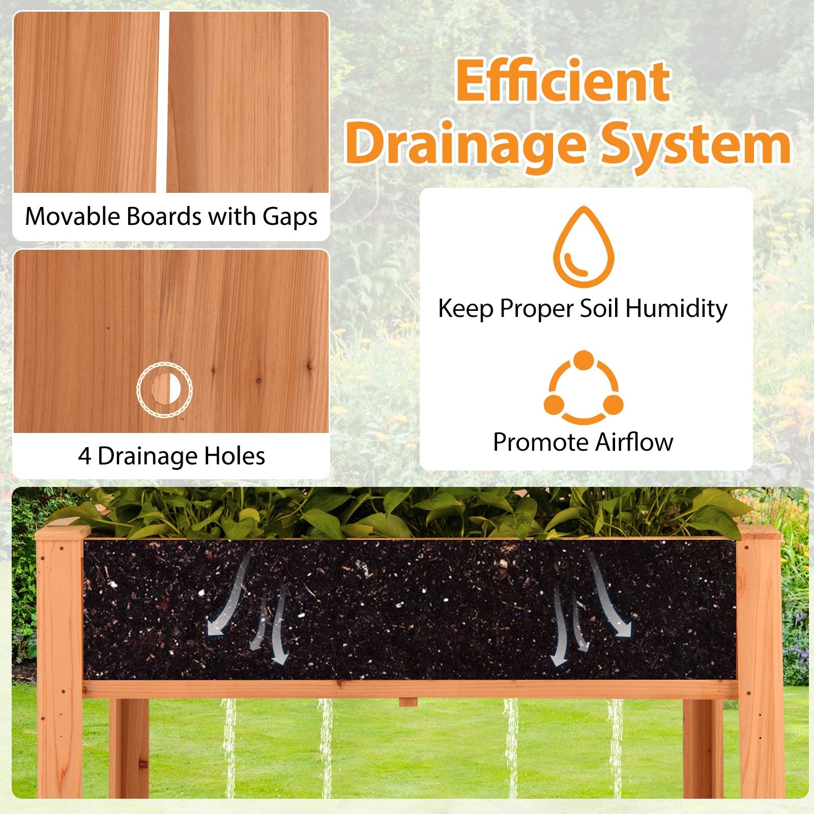 Raised Garden Bed with Trellis Wooden Elevated Planter Box with Legs
