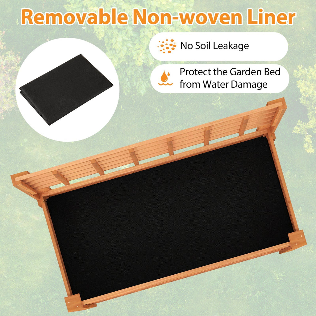 Raised Garden Bed with Trellis Wooden Elevated Planter Box with Legs