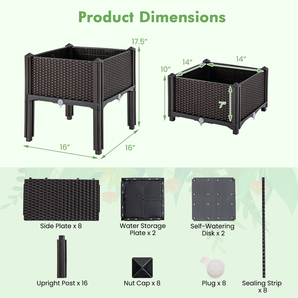 Set of 2 18x16x16 Elevated Plastic Planter - Mini Raised Garden Bed