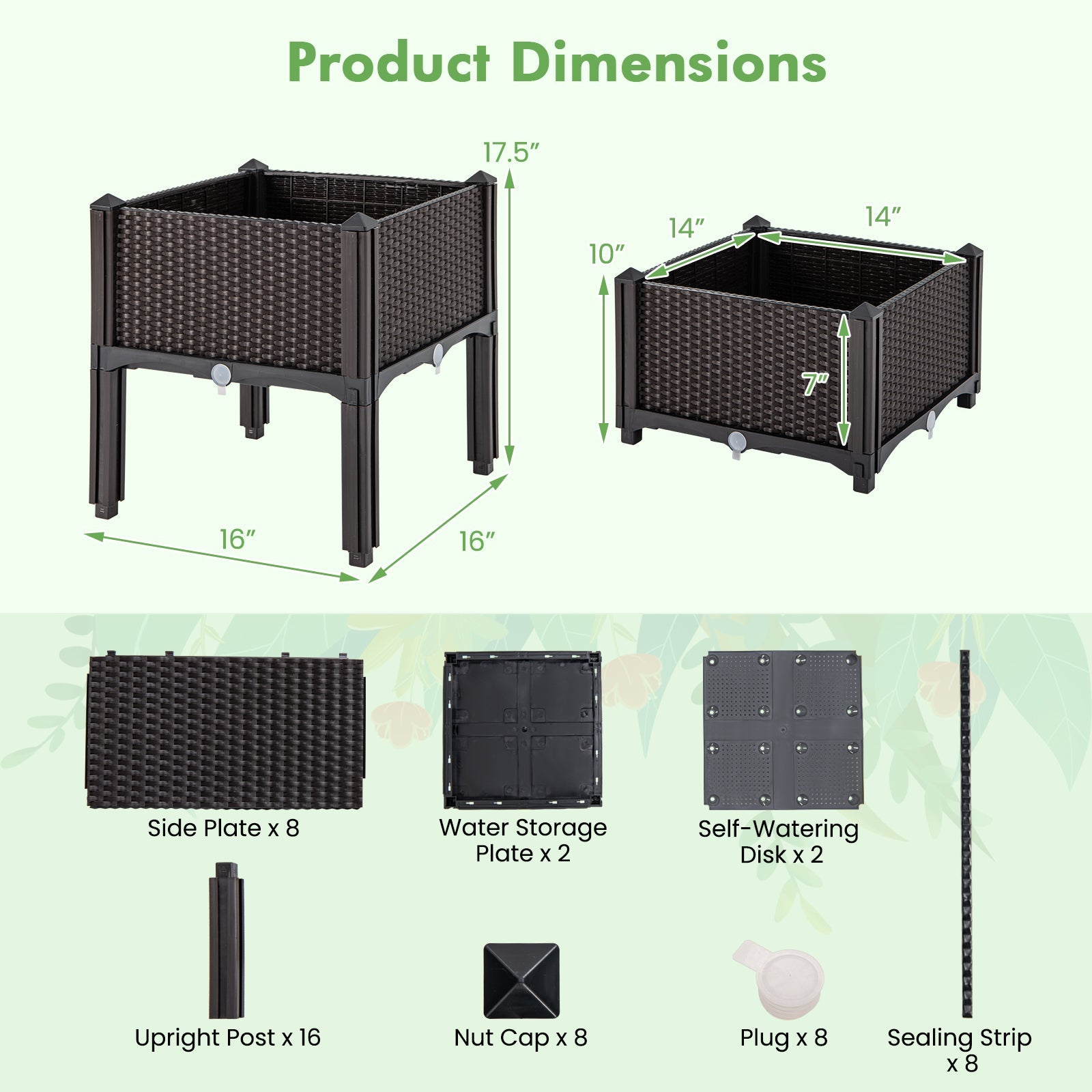 Set of 2 18x16x16 Elevated Plastic Planter - Mini Raised Garden Bed