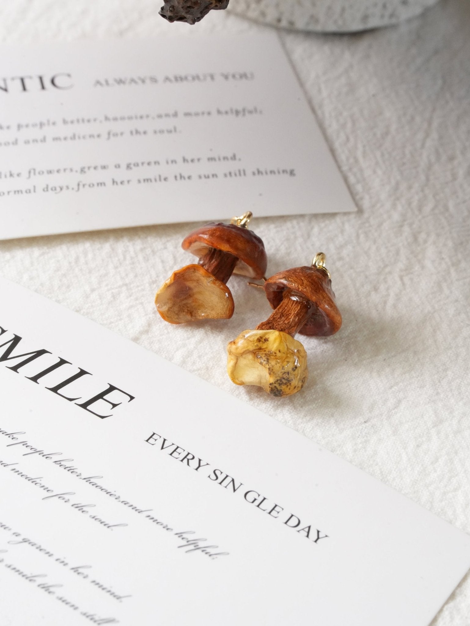 Real Golden Chanterelle Mushroom Earrings