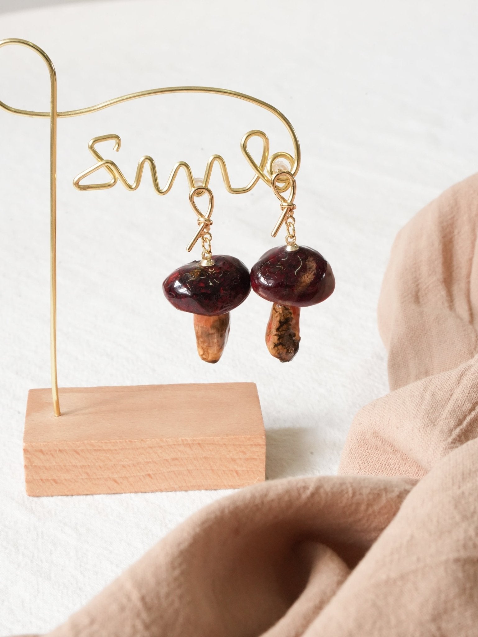 Real Golden Chanterelle Mushroom Earrings