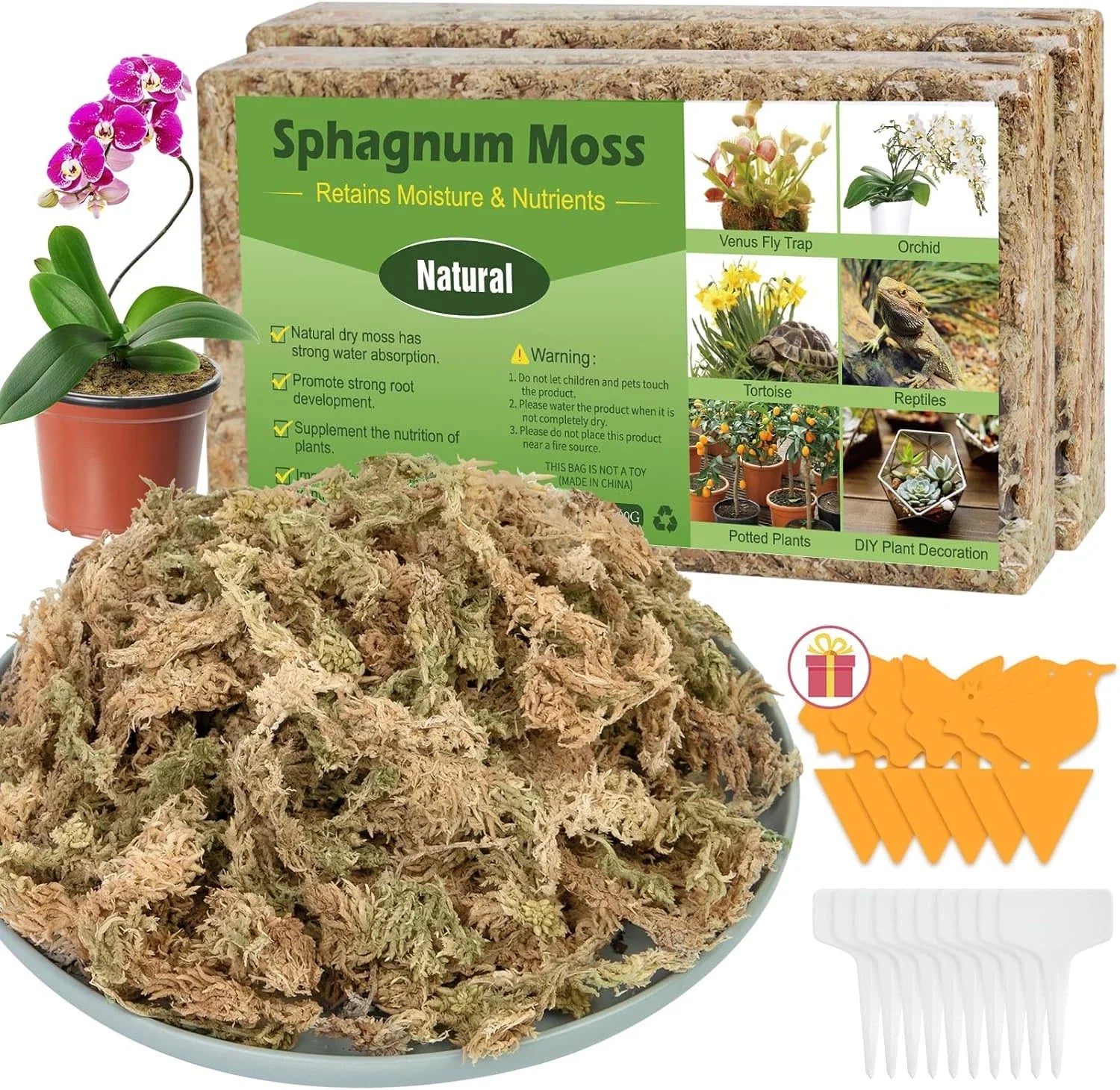Sphagnum Moss 50QT for Plants & Reptiles, Orchid Potting Medium, Natural Moisture Retention, Perfect for Rooting